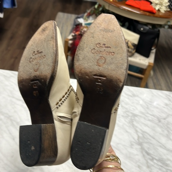 Calleen Cordero Cream Leather Embellished Ankle Western Inspired Bootie 7.5 - Picture 8 of 12